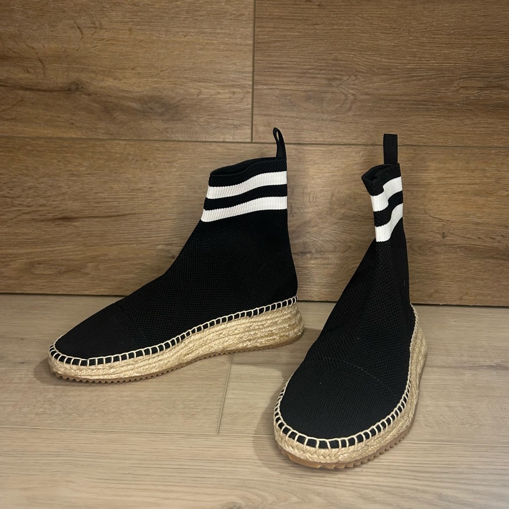 Alexander Wang Black White Knit High-Top Espadrille Sneakers